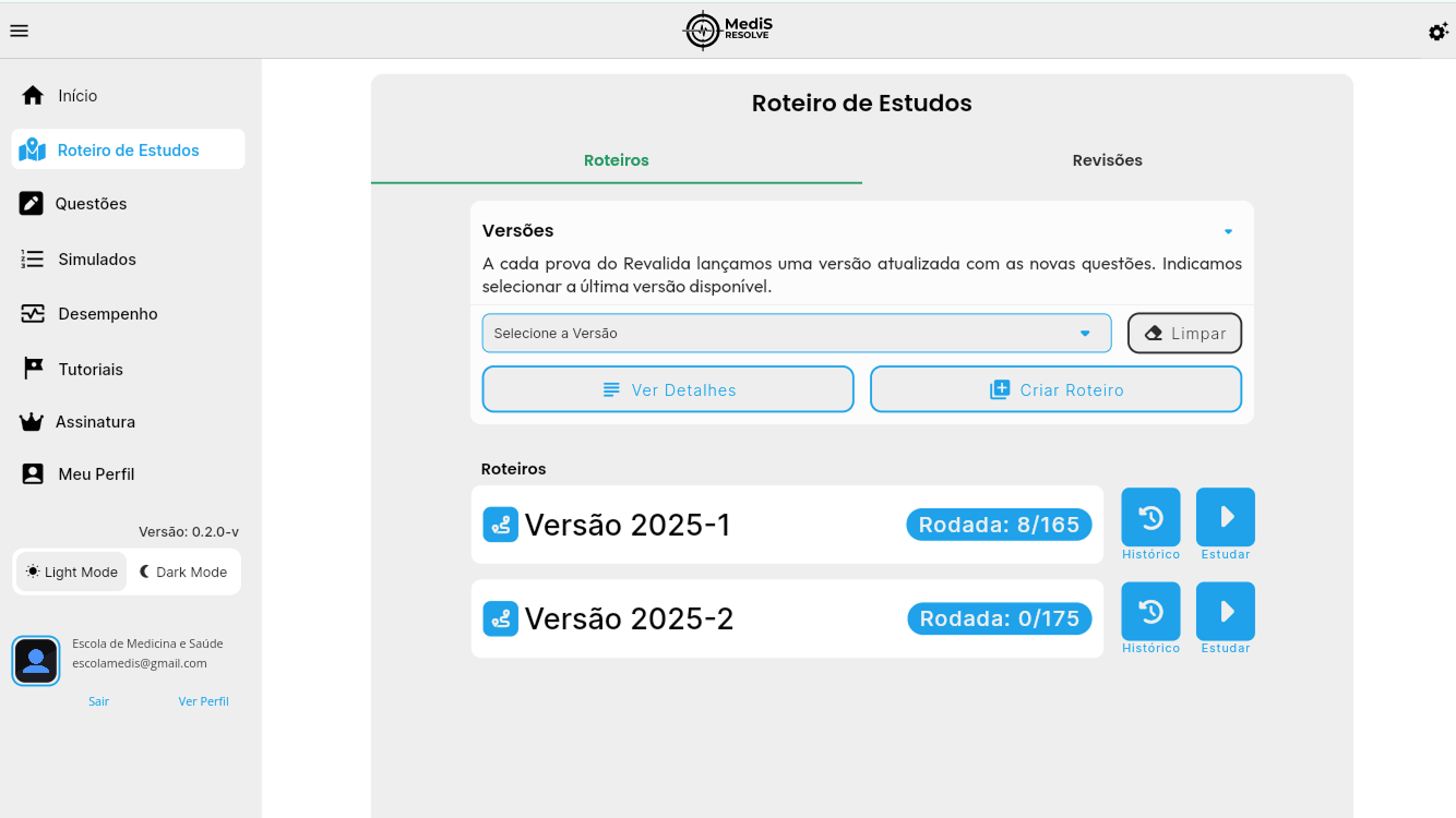 Screenshot Roteiro de Estudos